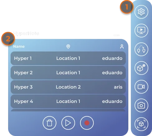 The dashboard on an iPad in AR mode