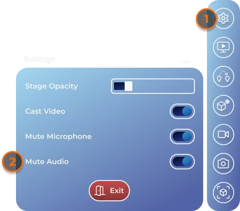 Mute Audio in the Settings panel