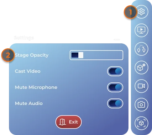 Stage Opacity in the Settings panel