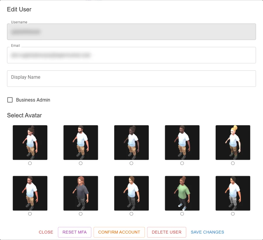 The Edit User dialog